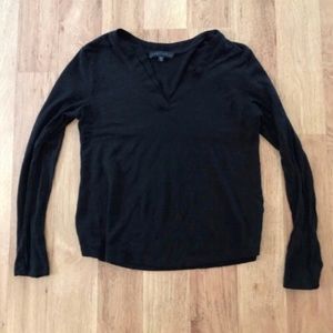 Anthropologie V-Neck Basic Black Top Size XS